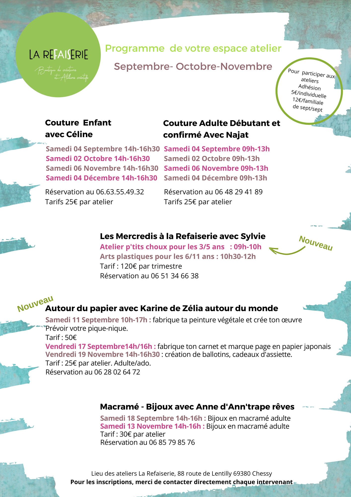 2021-09 Programme fin d’année 1 Activités Rhône-Alpes, ateliers DIY, stages créatifs