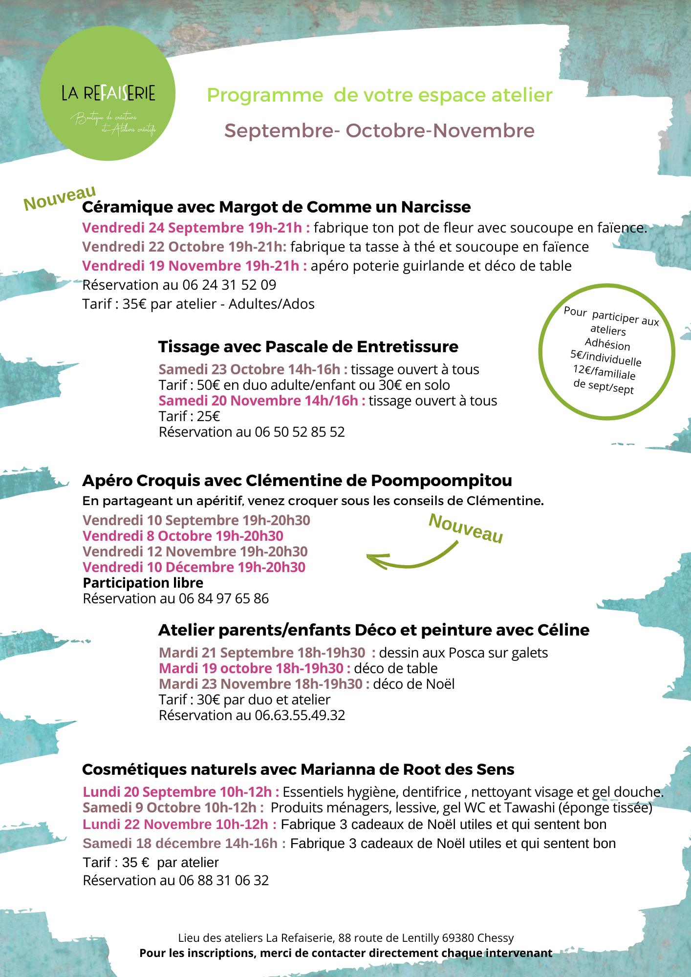 2021-09 Programme fin d’année 2 Activités Rhône-Alpes, ateliers DIY, stages créatifs