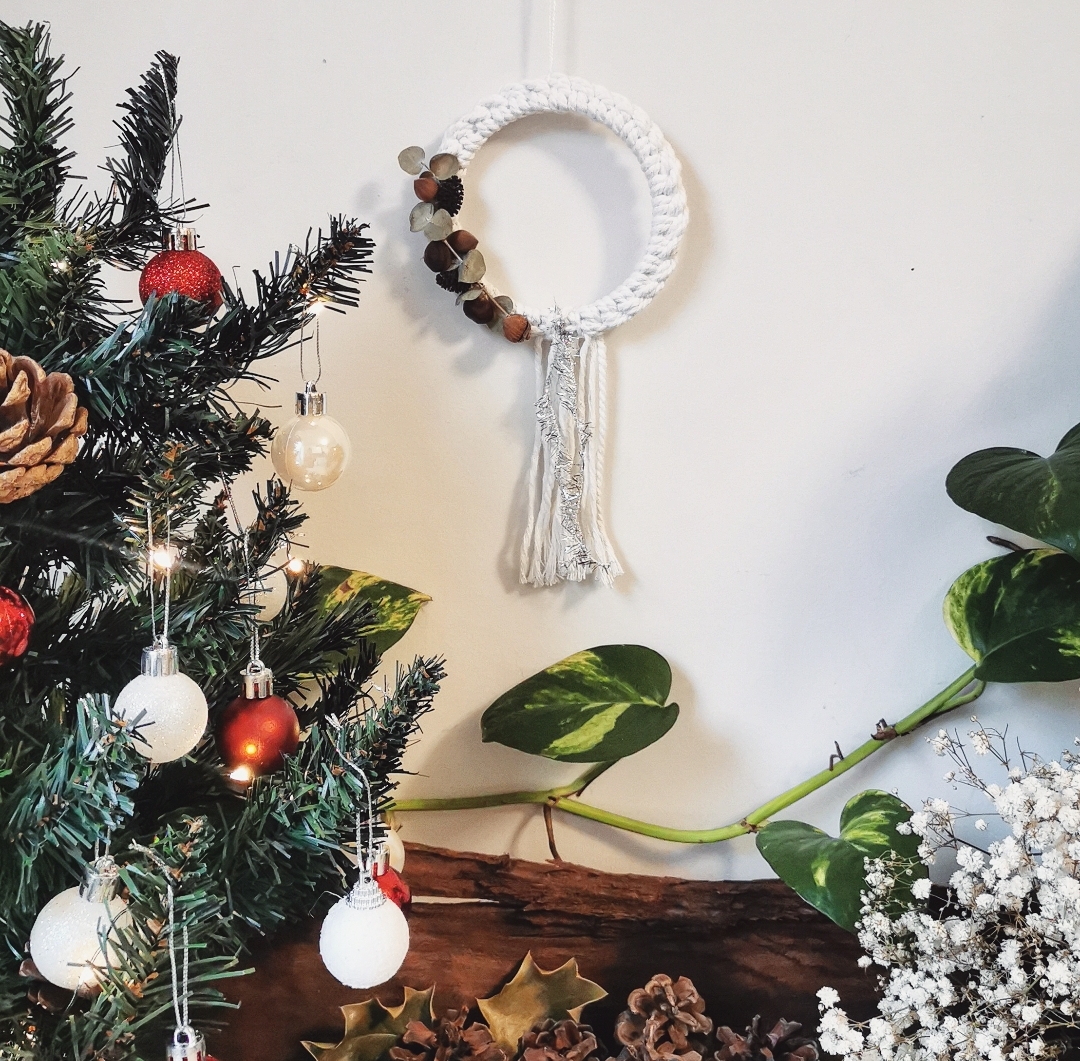 Couronne de Noël, décoration bohème, fleurs séchées, artisanat français