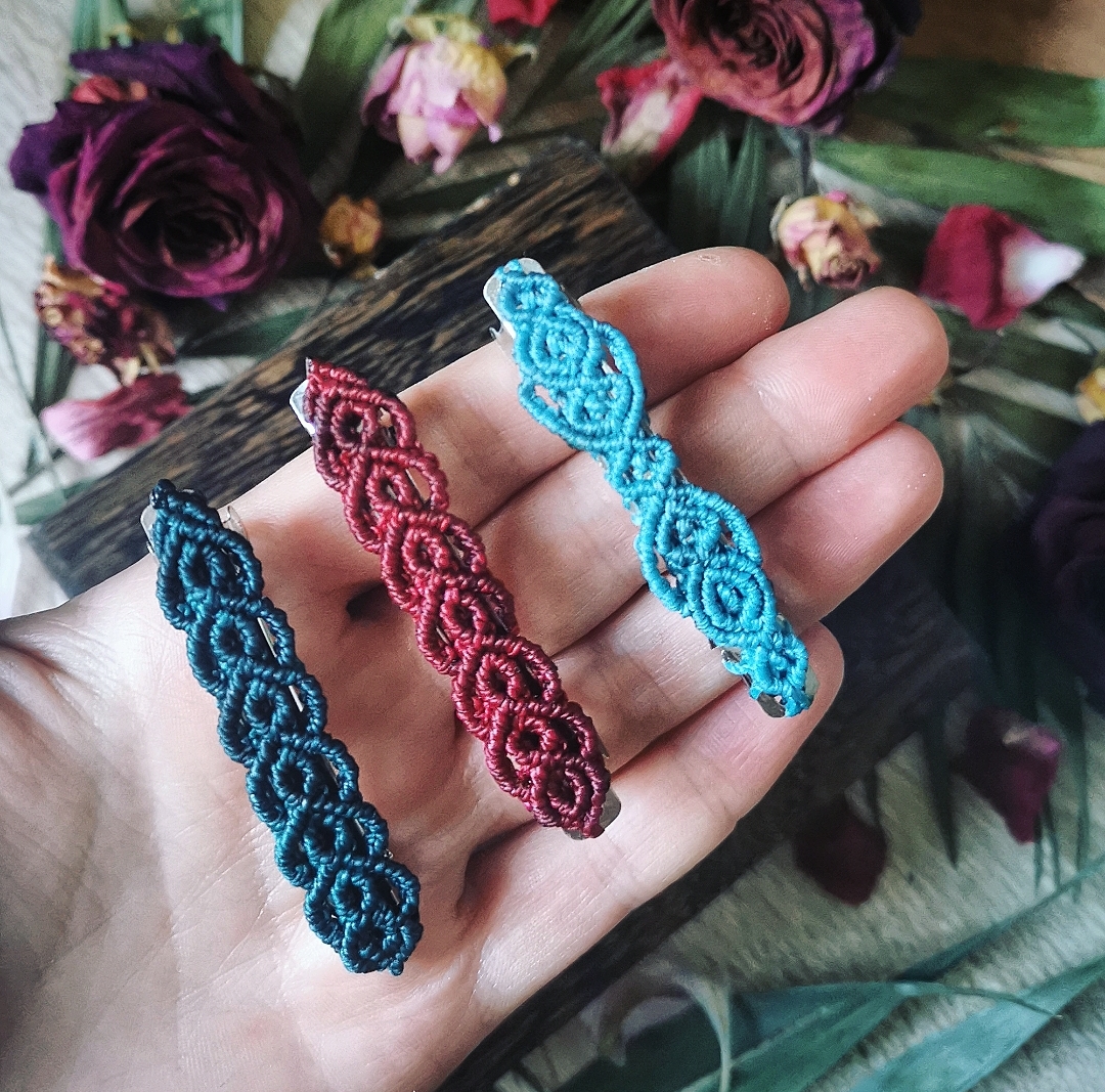 Barrette à cheveux en macramé (plusieurs coloris) - Ann'trape-rêves