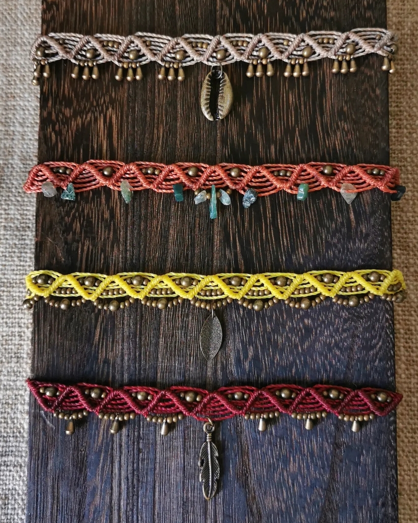 Collier ras de cou macramé, bijoux ethniques et bohèmes artisanaux, créations uniques, fait main en France