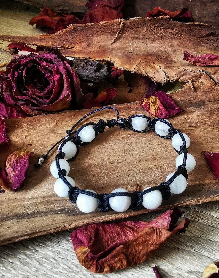 bracelet perles pierres gemmes de lune artisanal fait main