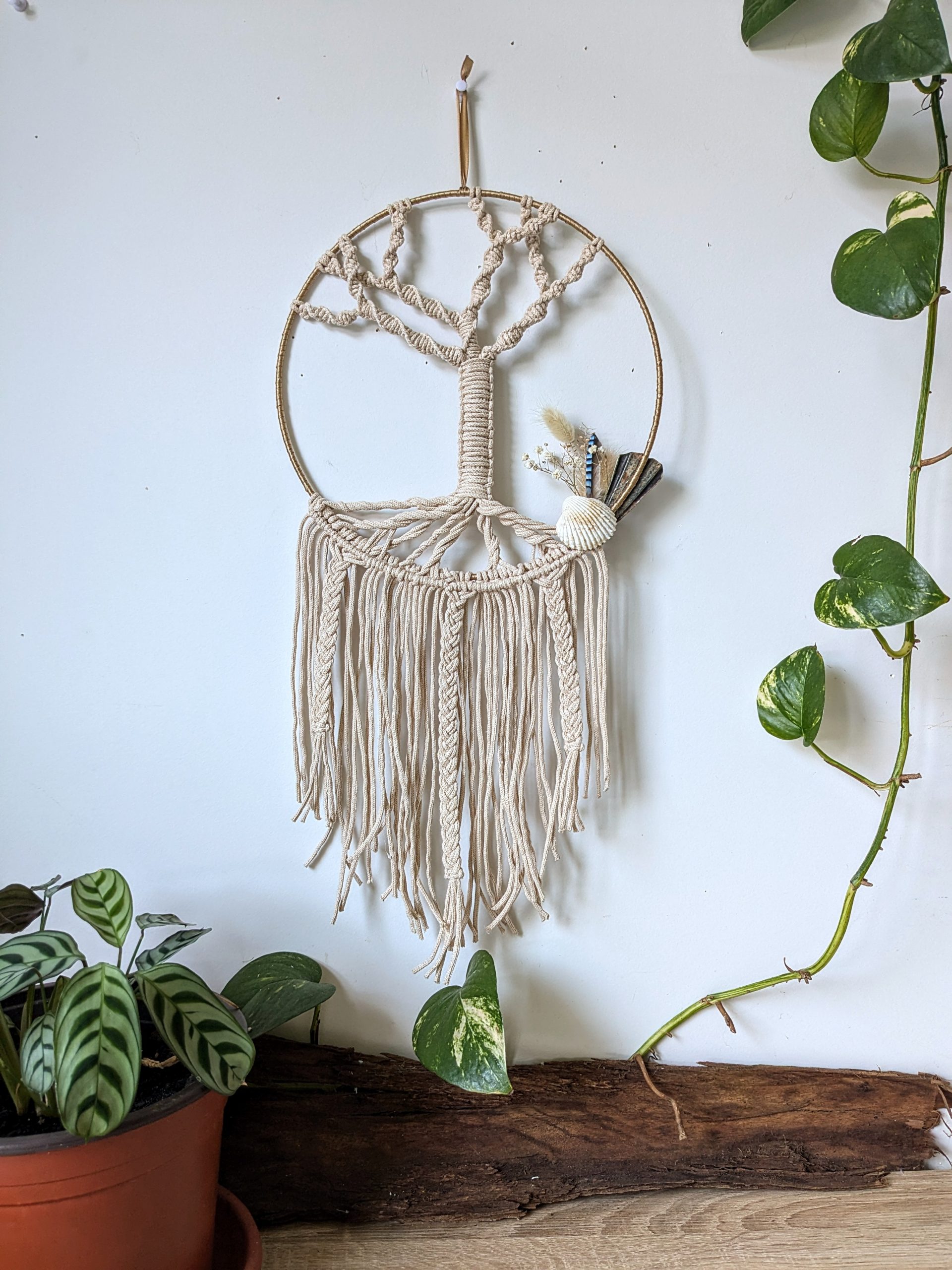 Décor mural d'intérieur, capteur de rêves, dreamcatcher bohème, décoration, artisanat français, fait main en France