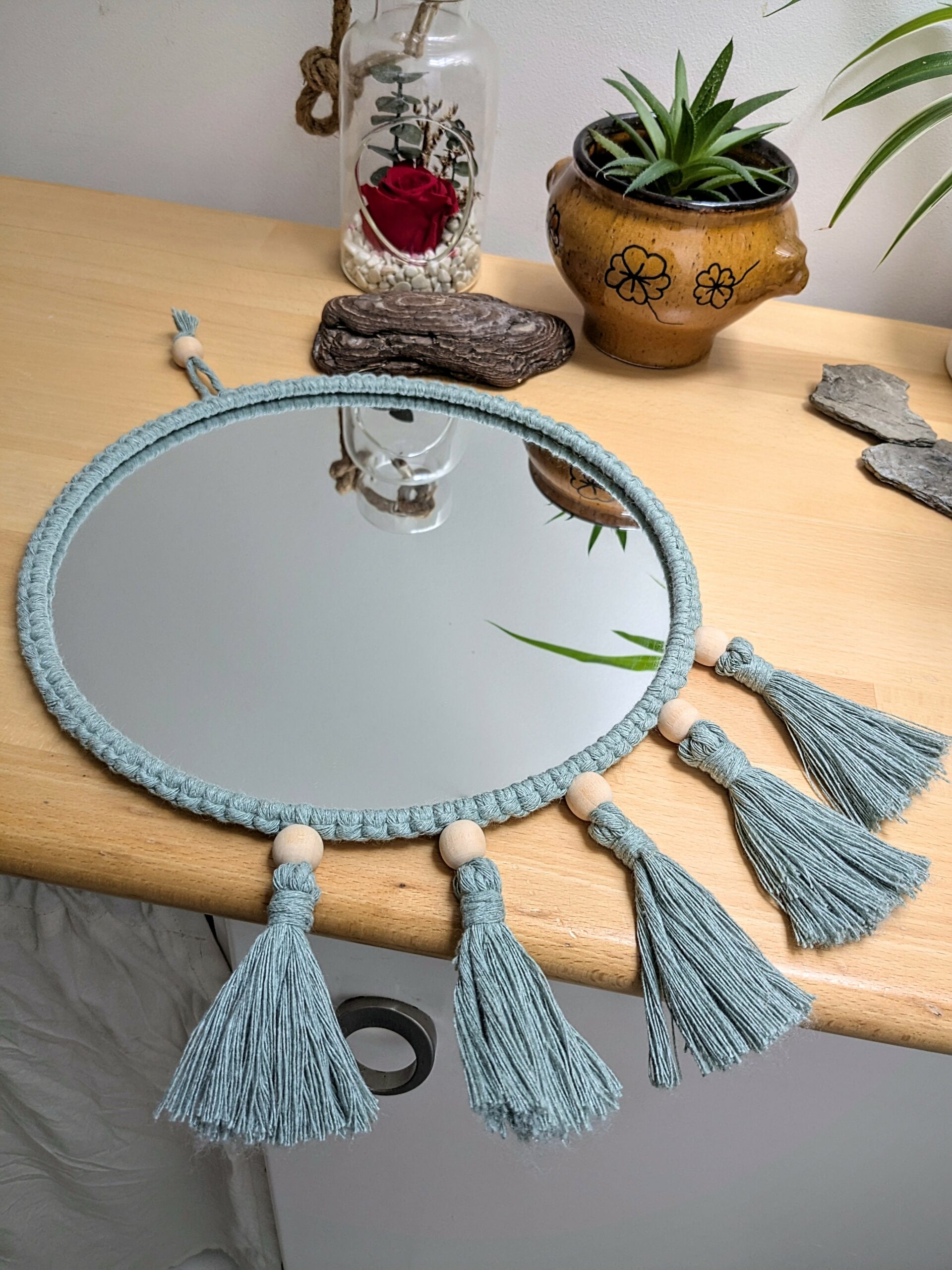 decoration murale artisanale fait main france miroir boheme pompons